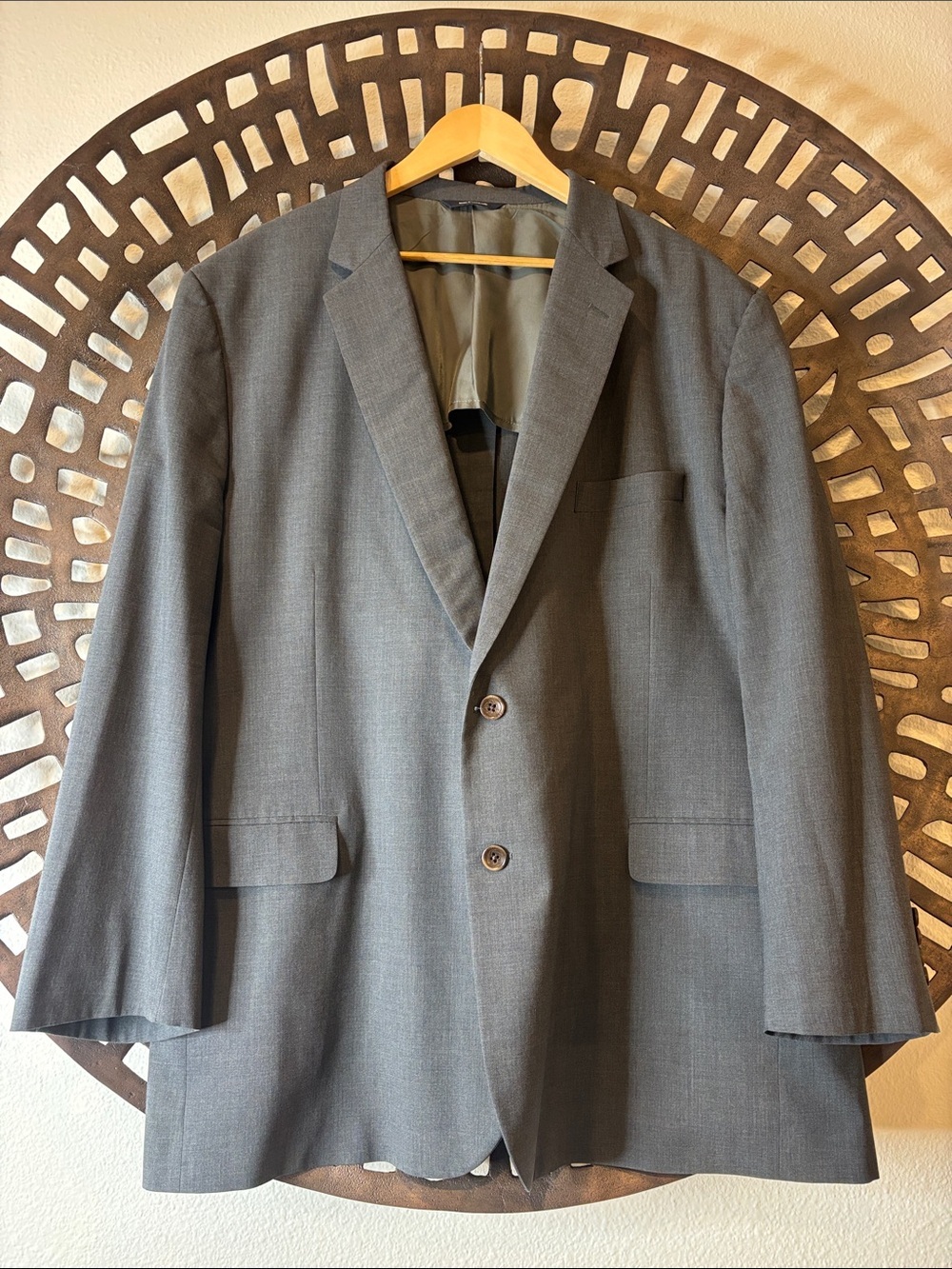 🤍 Classic Gray Two Button Blazer Wool Blend BrooksCool Brooks Brothers 54L 🤍